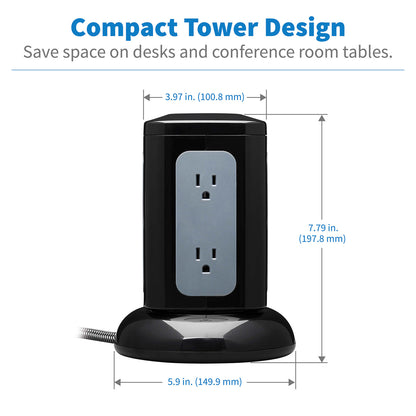 Tripp Lite by Eaton TLP606UCTOWER 6-Outlet Tower Surge Protector with USB-C and USB-A Charging