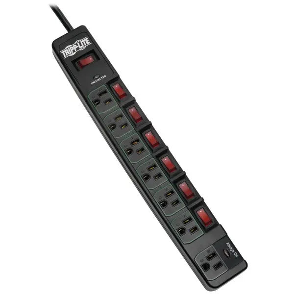 Tripp Lite TLP76MSGB 6-Outlet Surge Protector Power Strip with 7 Outlets and Automatic Shutoff