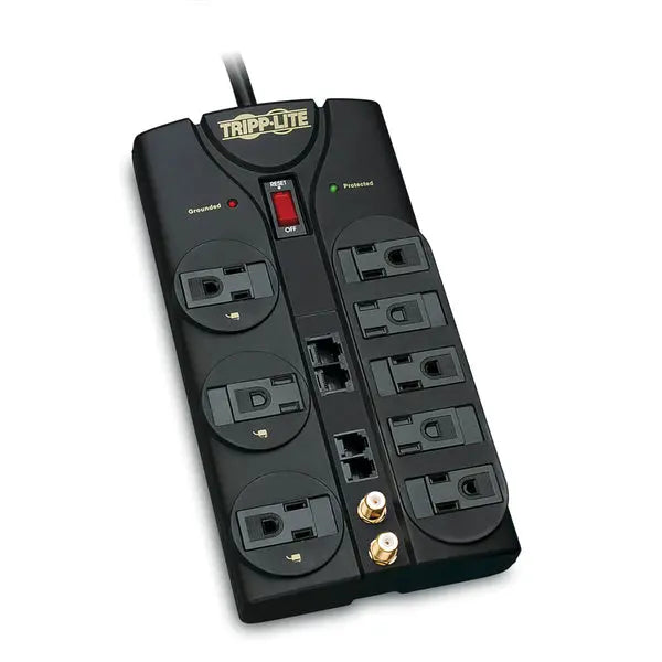 Tripp Lite TLP810NET 8-Outlet Surge Protector with Phone, LAN, and Coax Protection