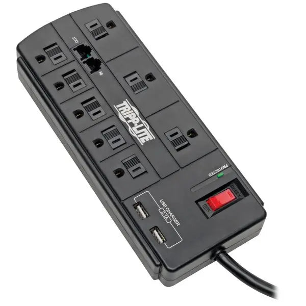 TRIPP LITE(R) TLP88TUSBB 8-Outlets Surge Protector Power Strip with USB and Phone Line Protection