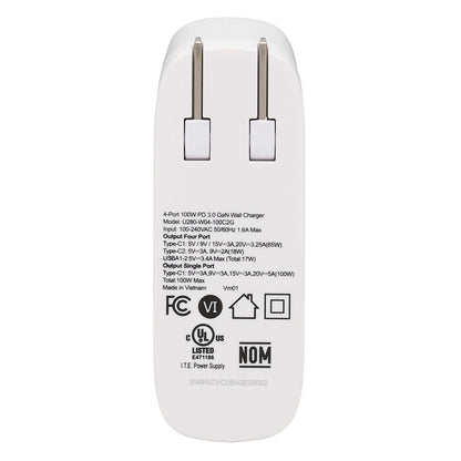 Tripp Lite by Eaton U280-W04-100C2G 100W 4-Port USB-C PD Wall Charger