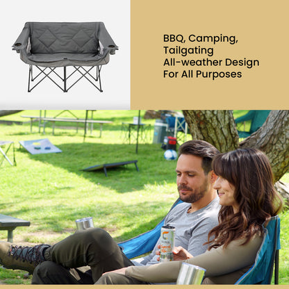 Arrowhead Outdoor KKS0319U Portable Double Camping Chair with Wine Glass Holders