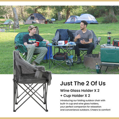 Arrowhead Outdoor KKS0319U Portable Double Camping Chair with Wine Glass Holders