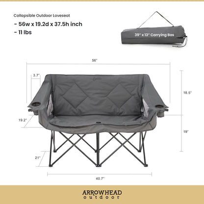 Arrowhead Outdoor KKS0319U Portable Double Camping Chair with Wine Glass Holders