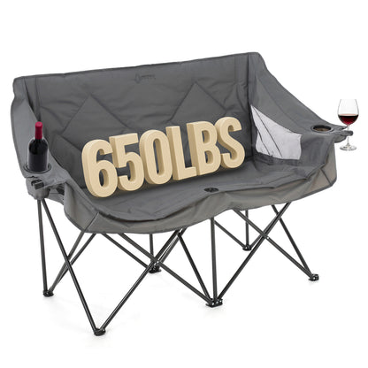 Arrowhead Outdoor KKS0319U Portable Double Camping Chair with Wine Glass Holders
