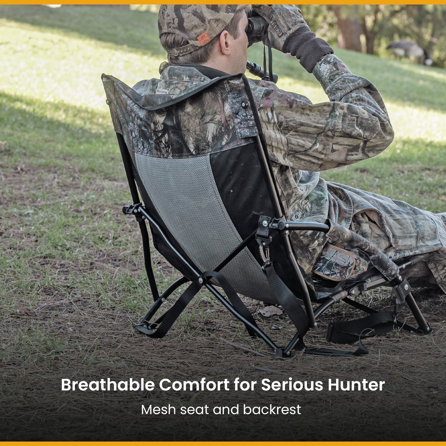 Arrowhead Outdoor Port Field Turkey Hunt Blind Chair with Camouflage Pattern and Portable Design