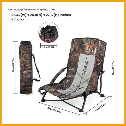 Arrowhead Outdoor Port Field Turkey Hunt Blind Chair with Camouflage Pattern and Portable Design
