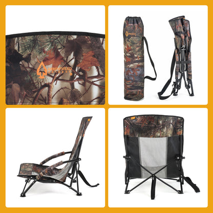 Arrowhead Outdoor Port Field Turkey Hunt Blind Chair with Camouflage Pattern and Portable Design
