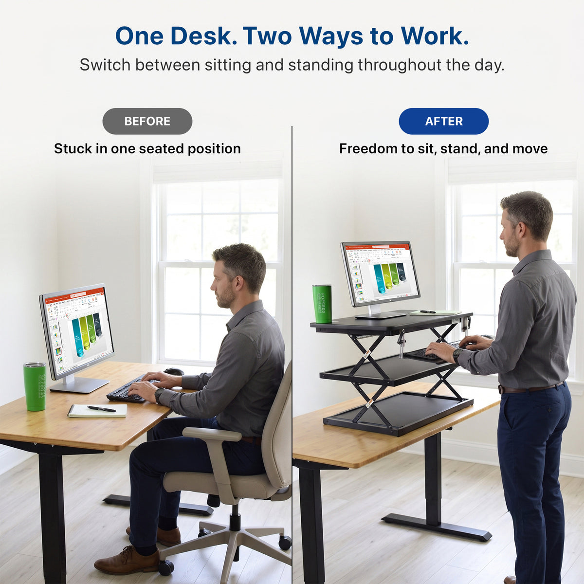 UNCAGED ERGONOMICS CDM-B Adjustable Standing Desk Converter