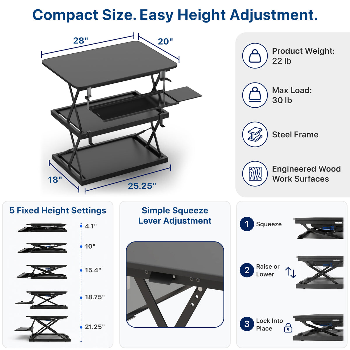 UNCAGED ERGONOMICS CDM-B Adjustable Standing Desk Converter