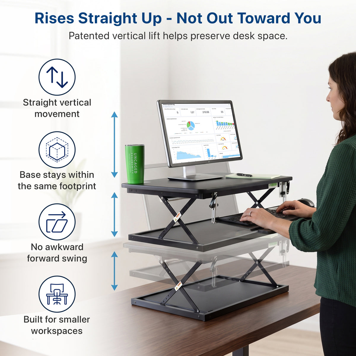 UNCAGED ERGONOMICS CDM-B Adjustable Standing Desk Converter