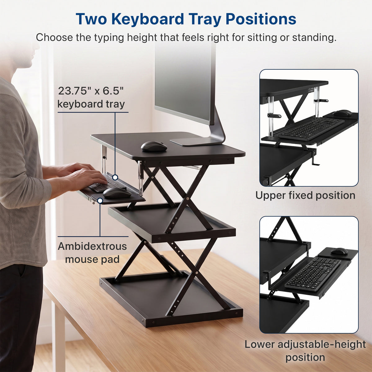UNCAGED ERGONOMICS CDM-B Adjustable Standing Desk Converter