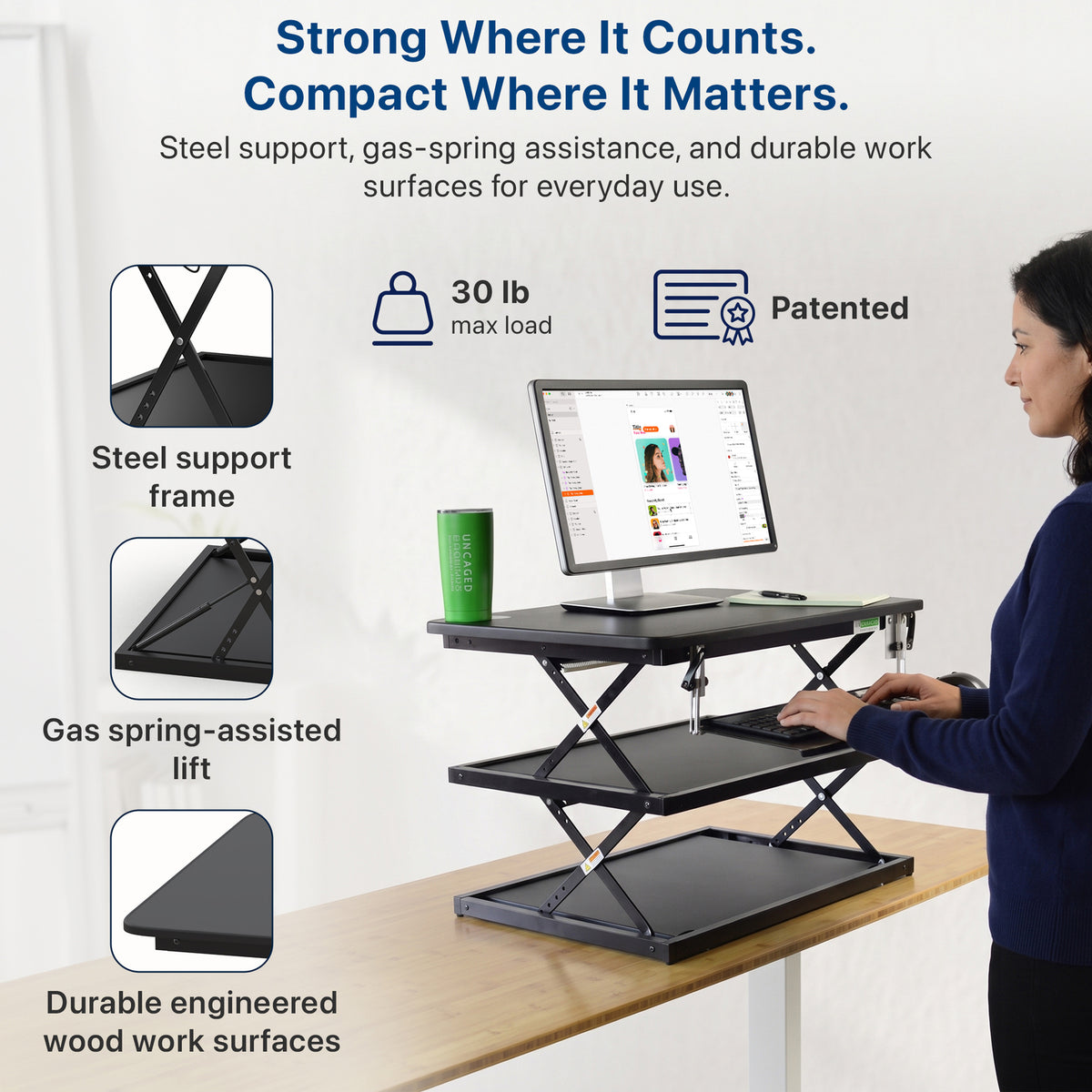 UNCAGED ERGONOMICS CDM-B Adjustable Standing Desk Converter