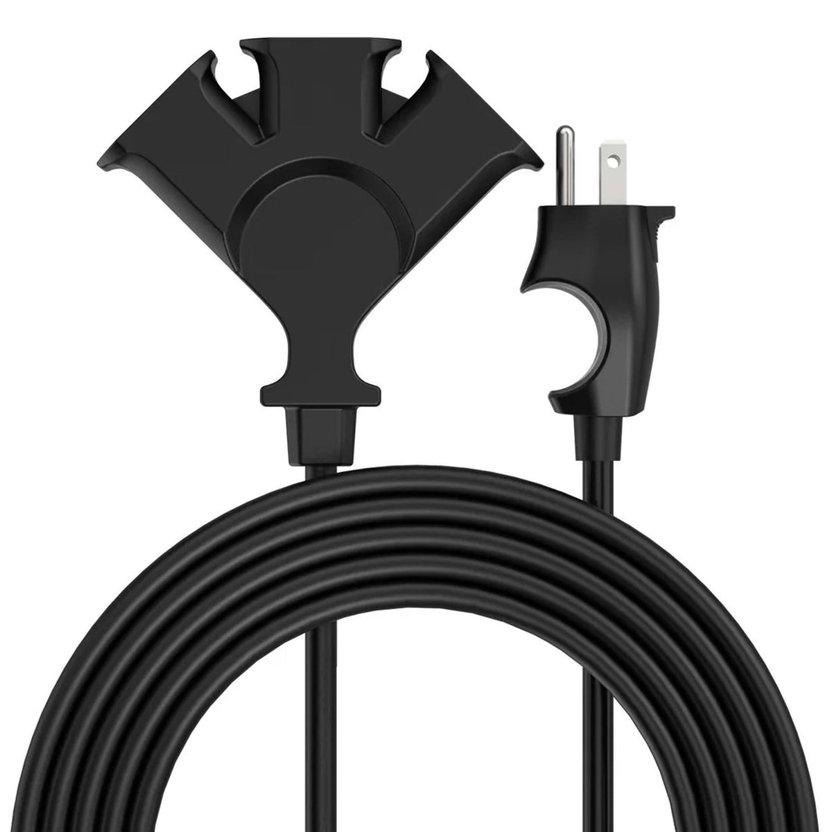 Uncaged Ergonomics Comfort Grip Extension Cord, 8-Foot, 3-Outlet Grounded Plug, Black, CGEC-8-BLACK