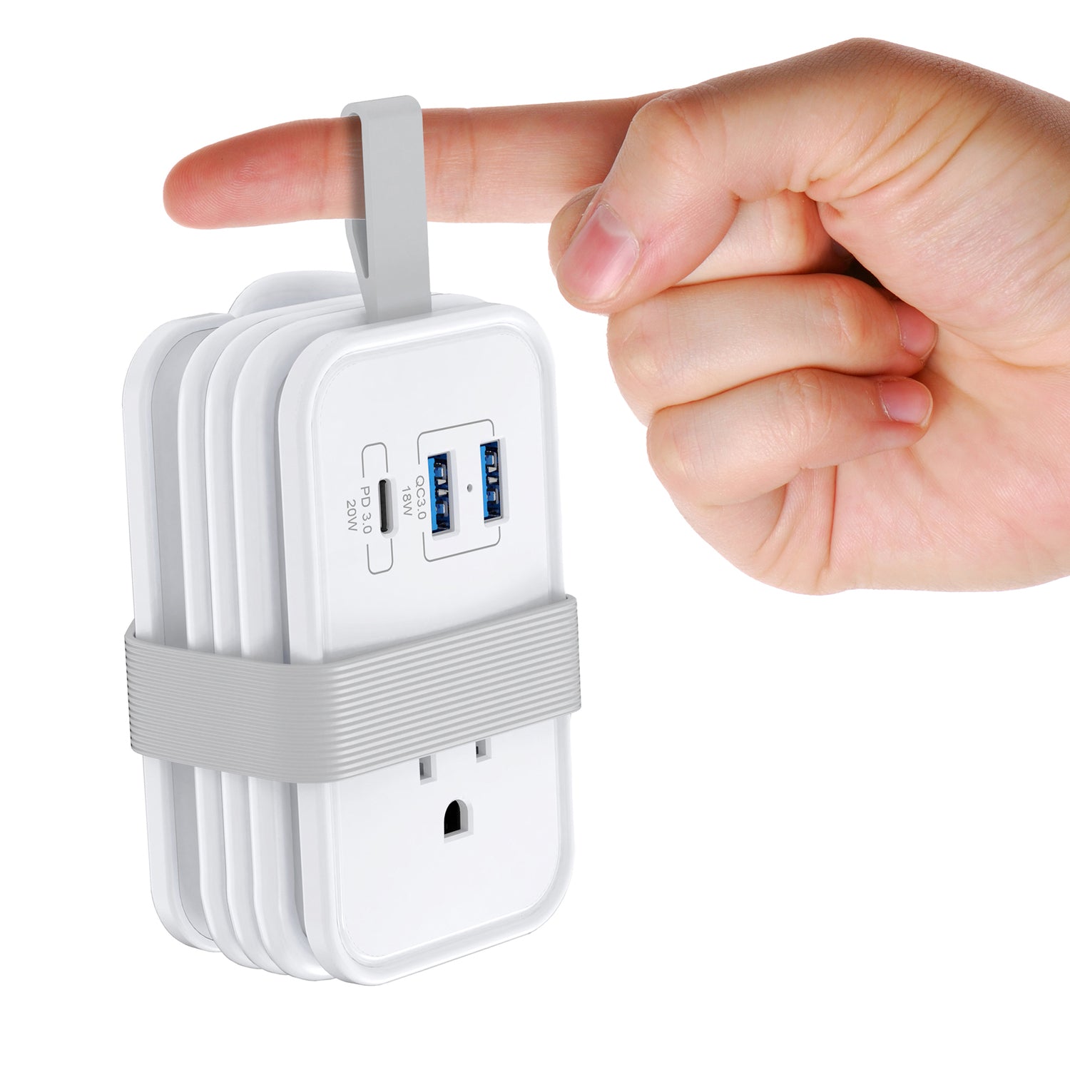 UNCAGED ERGONOMICS TRAVEL Power Strip White (Part Number: TC-WHITE)