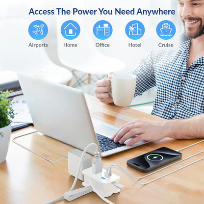 UNCAGED ERGONOMICS TRAVEL Power Strip White (Part Number: TC-WHITE)