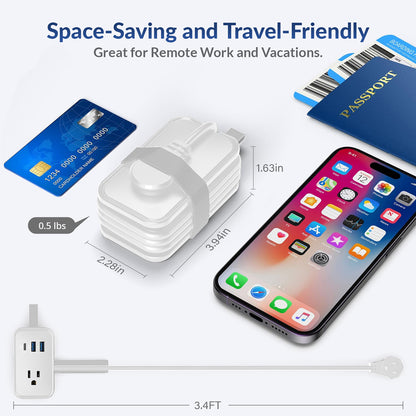 UNCAGED ERGONOMICS TRAVEL Power Strip White (Part Number: TC-WHITE)