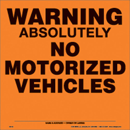 Voss Signs Orange Aluminum Sign 11 1/4 Inch Warning No Vehicles V115188
