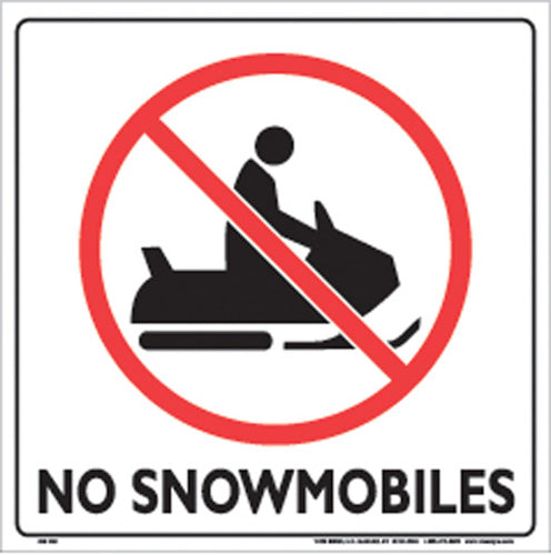 VOSS SIGNS White Plastic Sign 12" – No Snowmobiles (Part V121328)