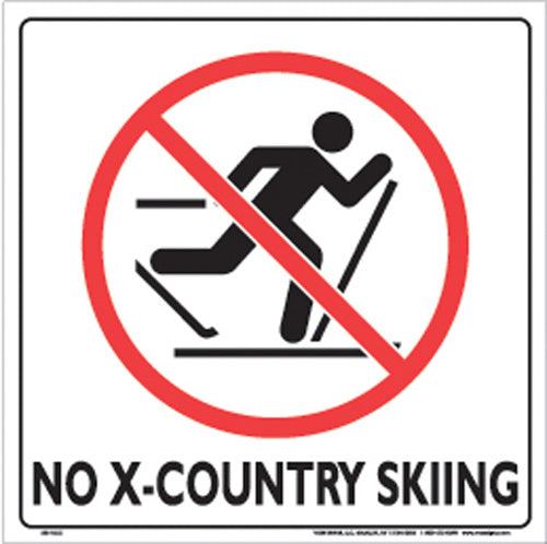 VOSS SIGNS White Plastic Sign 12" - No X-Country Skiing (Part V121333)