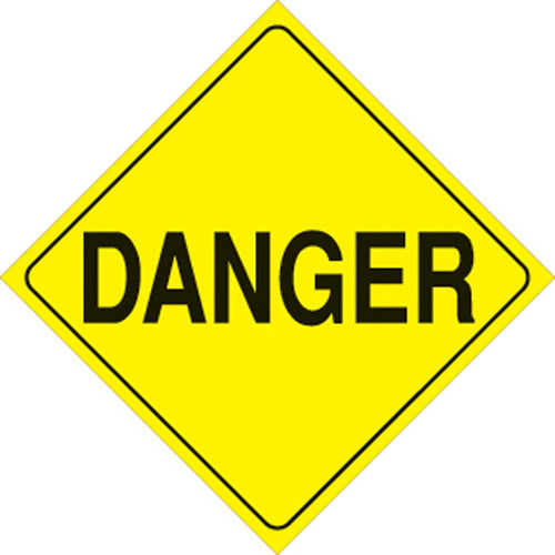 VOSS SIGNS 401 DAN YR Yellow Plastic Reflective Sign - 12 Inch DANGER Safety Sign