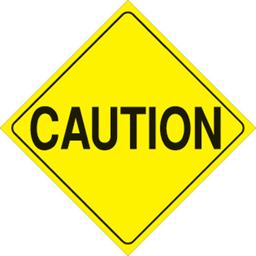 Voss Signs 402 CAU YR Yellow Plastic Reflective Caution Sign - 12 Inches