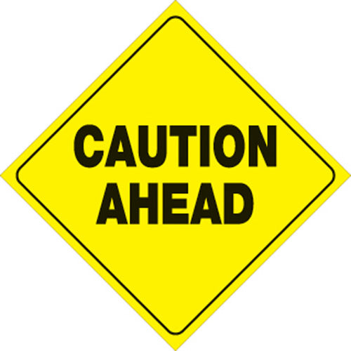 VOSS SIGNS 410 CA YR Yellow Plastic Reflective Sign - Caution Ahead, 12 inches
