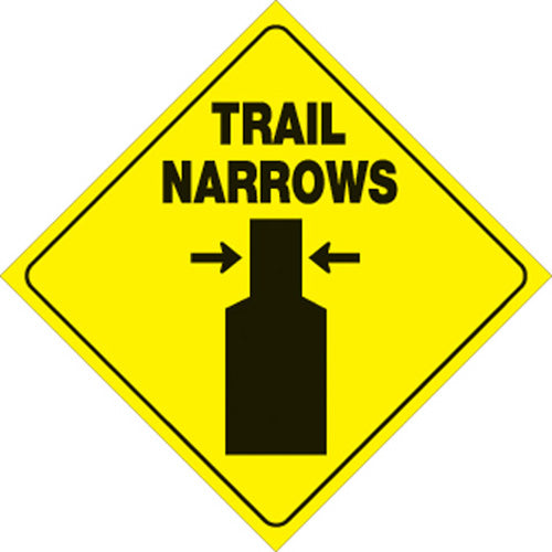VOSS SIGNS 419 TN YR Yellow Plastic Reflective Sign - 12 Inch Trail Narrows Warning