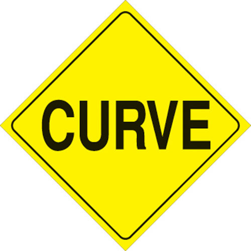 VOSS SIGNS 423 CU YR Yellow Plastic Reflective Sign, 12-inch Curve
