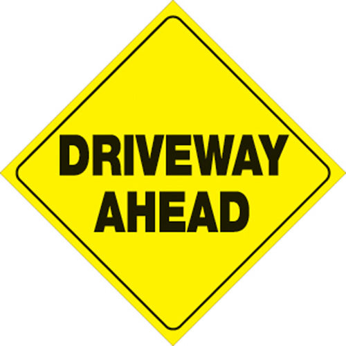 VOSS SIGNS 426 DRA YR Yellow Plastic Reflective Sign, 12-Inch Driveway Ahead