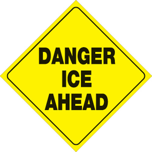 VOSS SIGNS 429 DIA YR Yellow Plastic Reflective Sign - Danger Ice Ahead, 12 inches