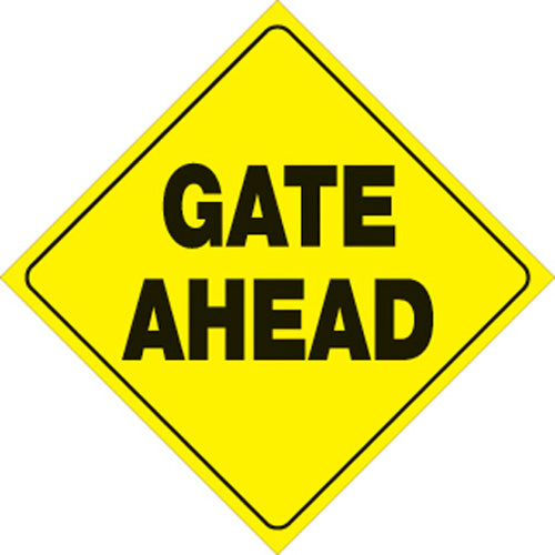 VOSS Signs 12-inch Yellow Plastic Reflective Sign – Gate Ahead (Part Number 432 GA YR)