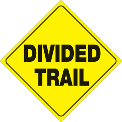 Voss Signs 435 DT YR Yellow Plastic Reflective Sign - 12-inch Divided Trail