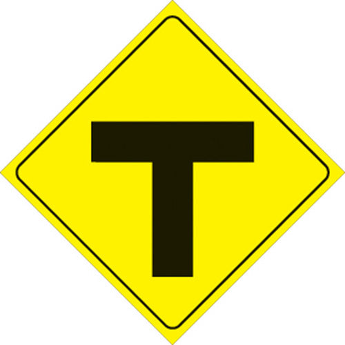 VOSS SIGNS Yellow Plastic Reflective Sign 12" T-Intersection