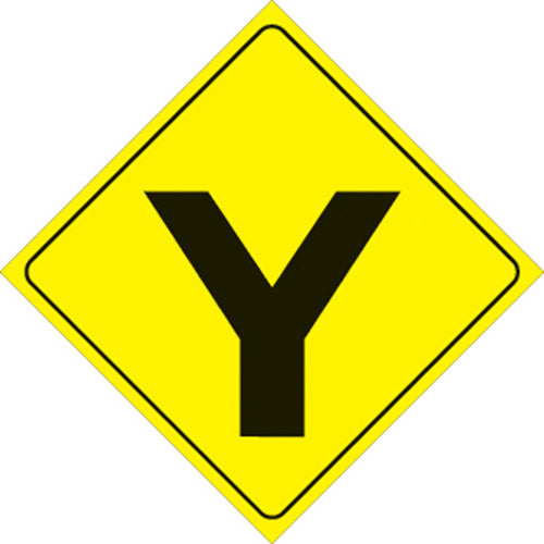 VOSS SIGNS Yellow Plastic Reflective Sign 12" - Y-Intersection