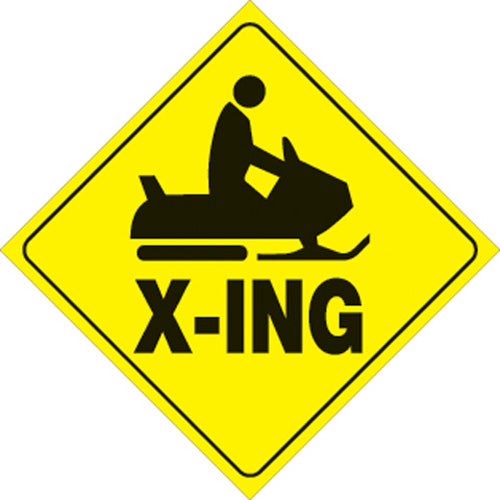 VOSS SIGNS 438 SX YR Yellow Plastic Reflective Snowmobile Crossing Sign, 12 Inches