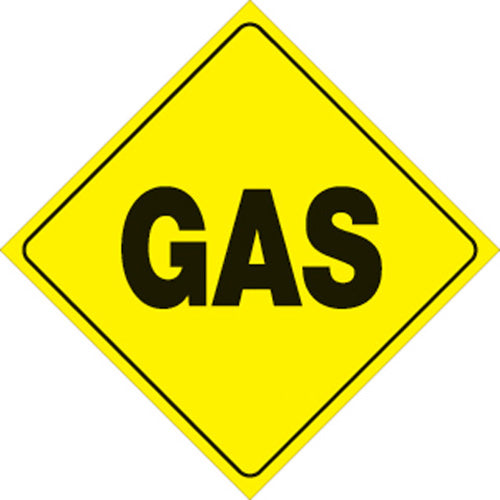 Voss Signs 12-inch Yellow Plastic Reflective Sign for Gas - Part Number 454 G YR