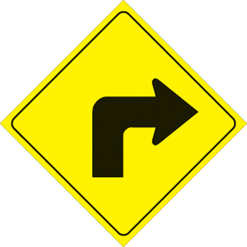 VOSS SIGNS 469 RT YR Yellow Plastic Reflective Sign 12-Inch Right Turn
