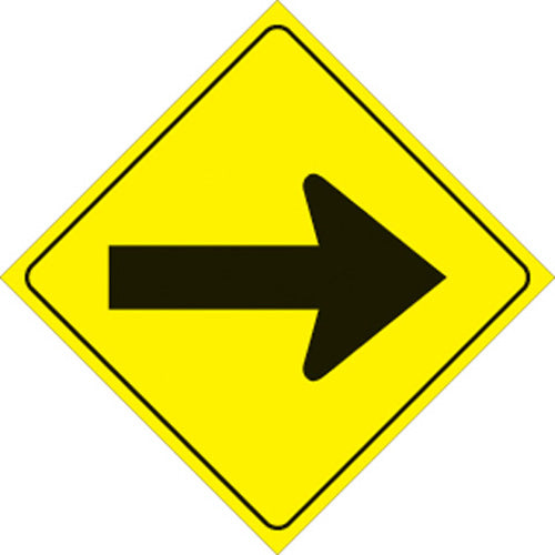 VOSS SIGNS 483 A YR Yellow Plastic Reflective Arrow Sign, 12 inches