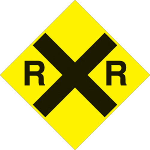 Voss Signs 12-Inch Yellow Plastic Reflective Railroad Sign (Part Number: 489 RR YR)