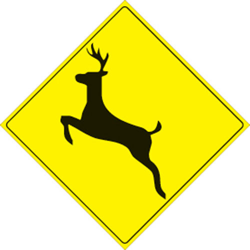 VOSS SIGNS 492 D YR Yellow Plastic Reflective Sign - 12 inch Deer Warning Sign