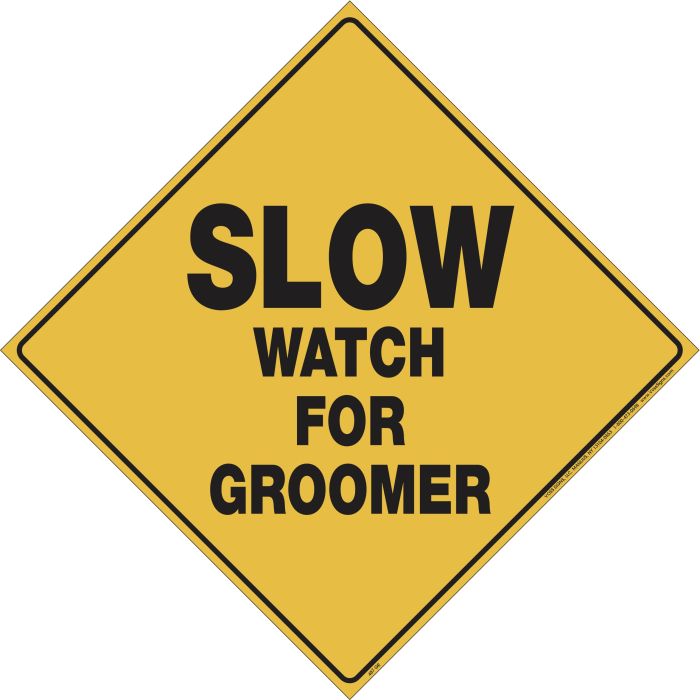 VOSS SIGNS 496 WG YR Yellow Plastic Reflective Sign – 12 Inch Display for Groomers and More