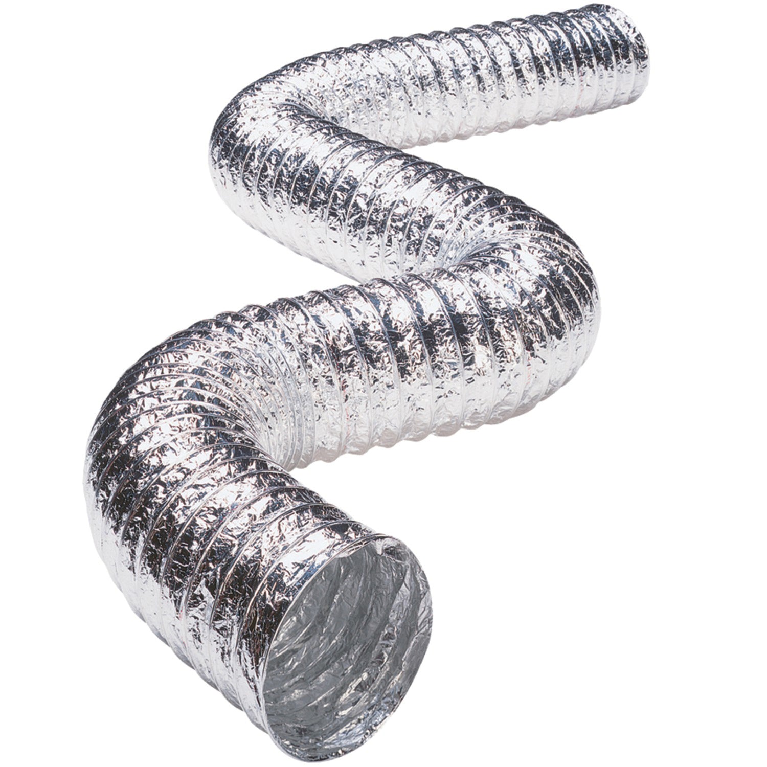 Deflecto 5' Flexible Aluminum Duct with Clamps - Non-Insulated Venting for HVAC and Bathrooms