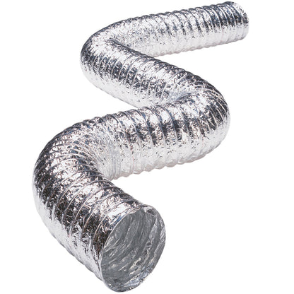 Deflecto 5' Flexible Aluminum Duct with Clamps - Non-Insulated Venting for HVAC and Bathrooms