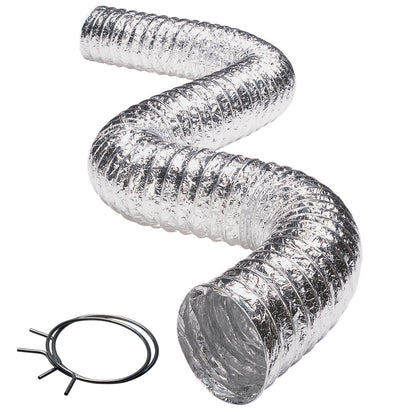 Deflecto 8 ft. Foil Duct with Clamps – Flexible 4-inch Ventilation Duct for HVAC and Bathroom Exhaust