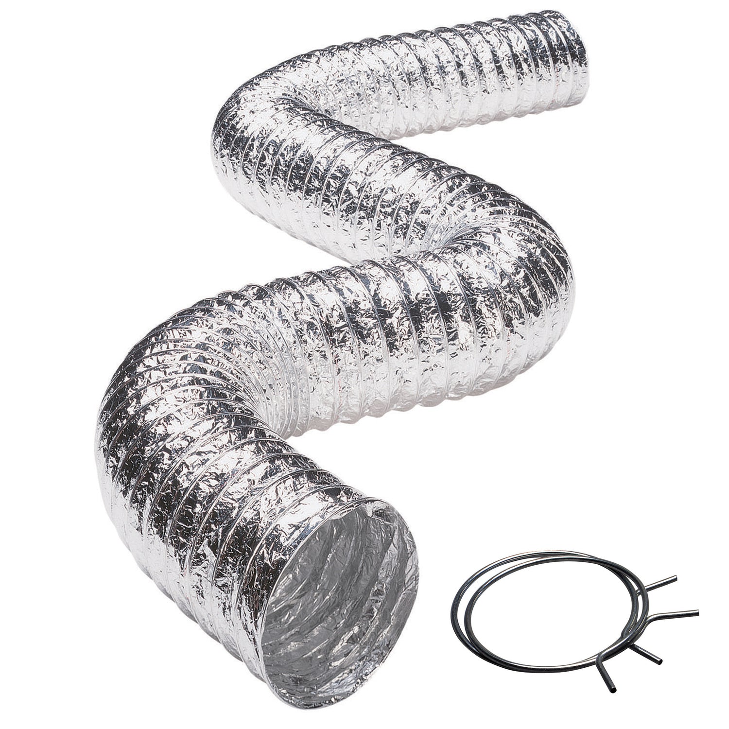 Deflecto 8 ft. Foil Duct with Clamps – Flexible 4-inch Ventilation Duct for HVAC and Bathroom Exhaust
