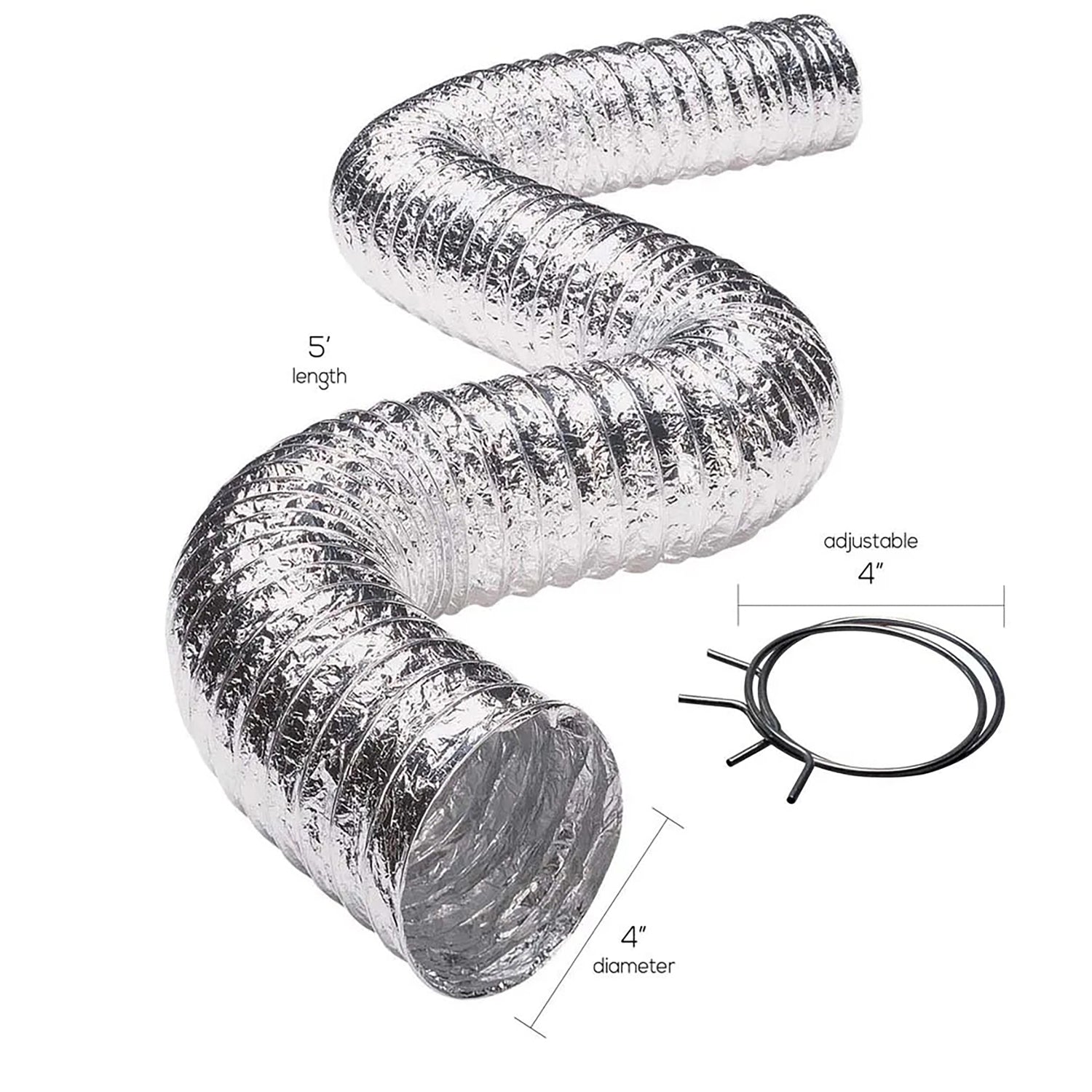Deflecto F0408MSX 8 ft Suppurr Flex Duct for Dryer Venting and HVAC Applications