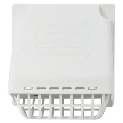 DEFLECTO HR4W White Vent Hood for 4-Inch Diameter Pipe with Bird Guard and Damper