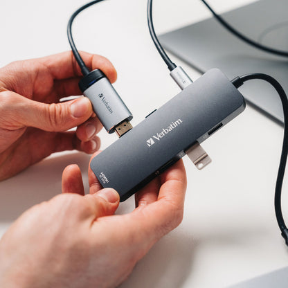 Verbatim 32151 8-Port USB-C Pro Hub with Dual HDMI, USB-A, SD, microSD, and USB-C PD