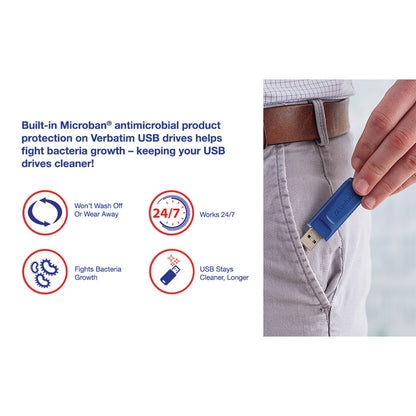 Verbatim 99121 8GB USB Flash Drive, Blue, 5-Pack